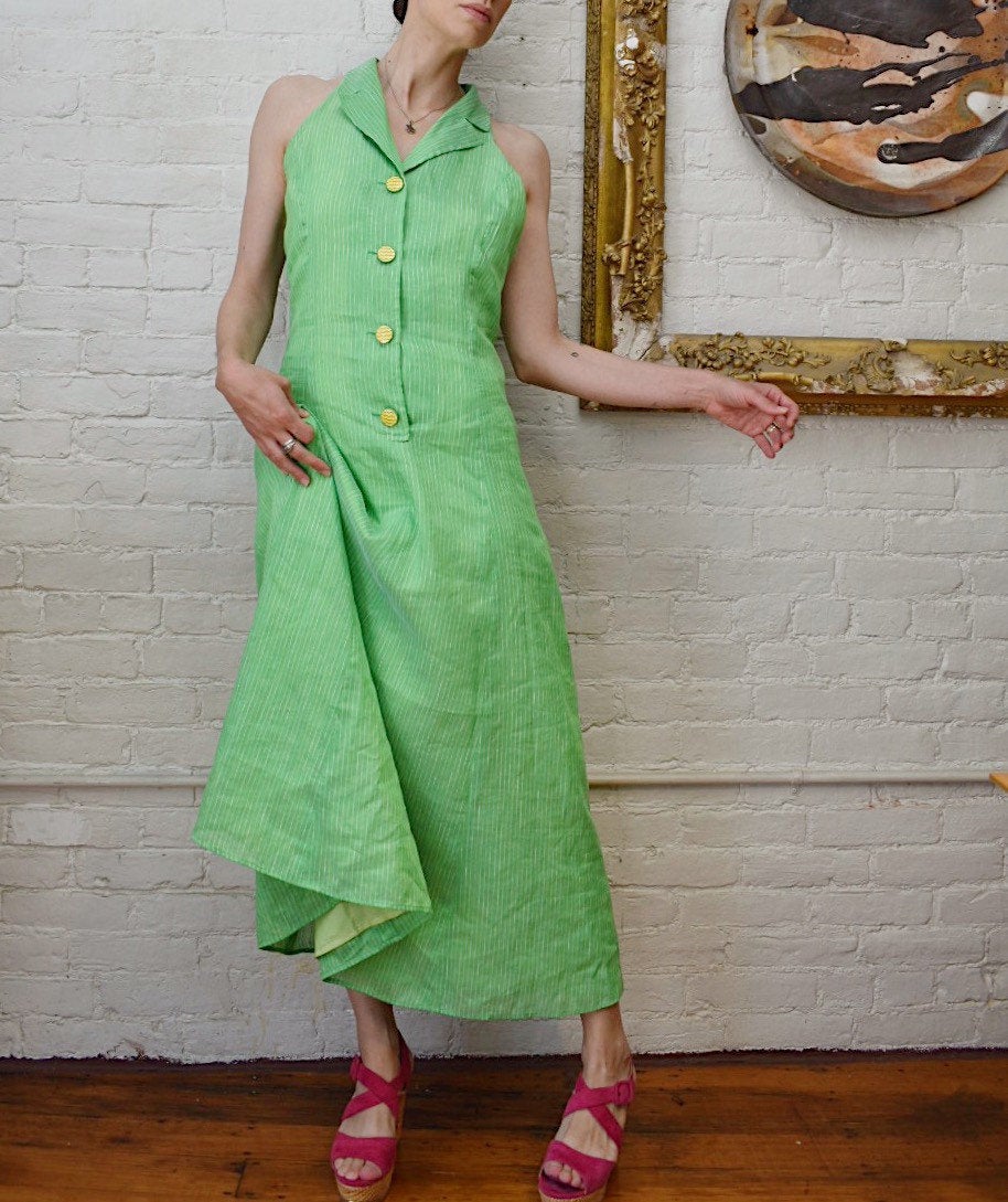 1990's | Judy Hornby Couture | Lime Green Dress