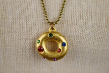 Load image into Gallery viewer, 1990&#39;s | Todd Oldham |  Donut Charm Necklace with Colorful Rhinestones
