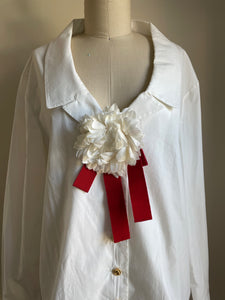 Gucci | White Blouse with Flower Brooch
