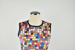 1990's | Todd Oldham | Deadstock Colorful Square Print Tank Top