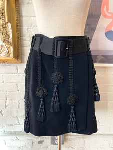 1990's | Laura Biagiotti | Wool Skirt with Tassels